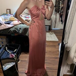 Showpo cut out satin pink maxi dress